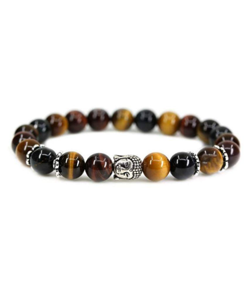     			8mm Multi Colour Tiger Eye With Buddha Natural Agate Stone Bracelet
