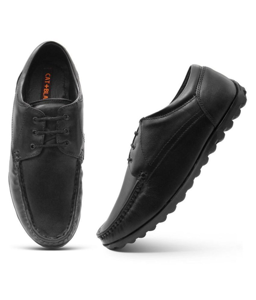 CAT+BLACK Derby Genuine Leather Black 
