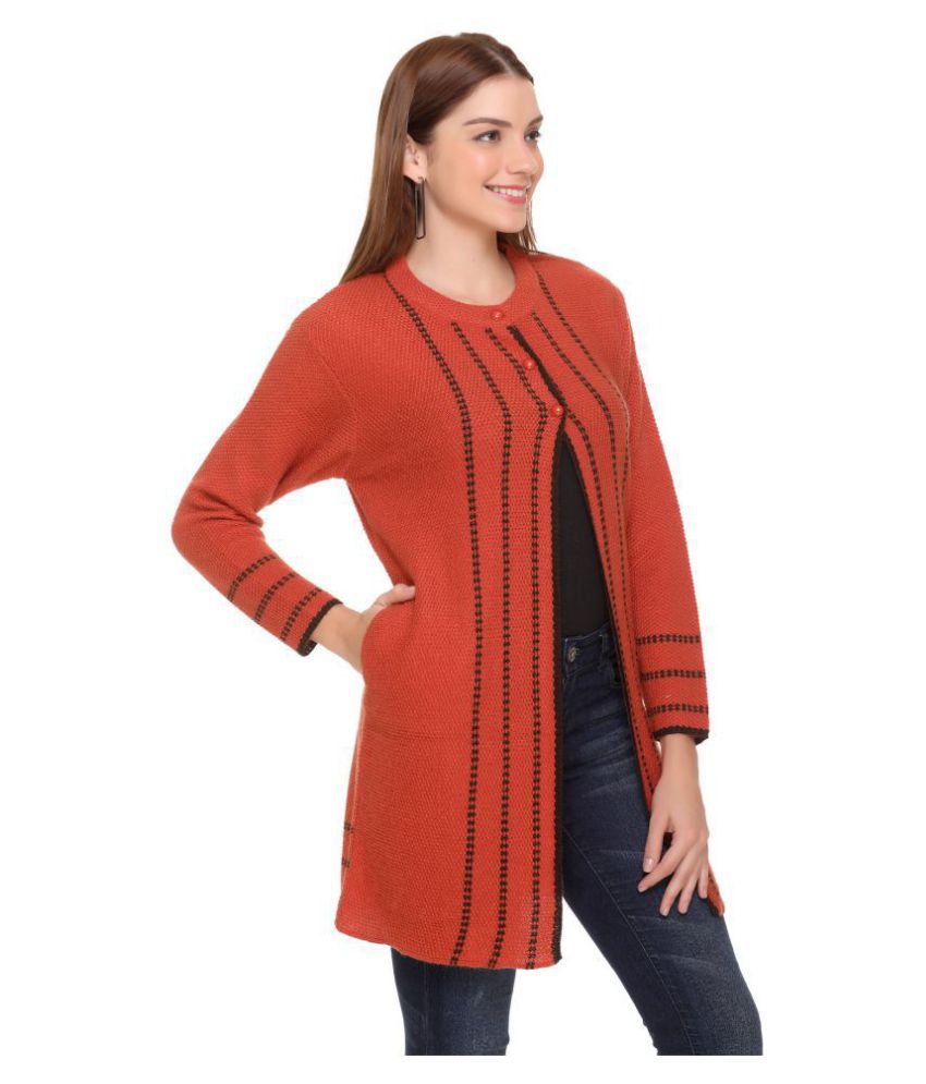     			Clapton Acrylic Brown Buttoned Cardigans -