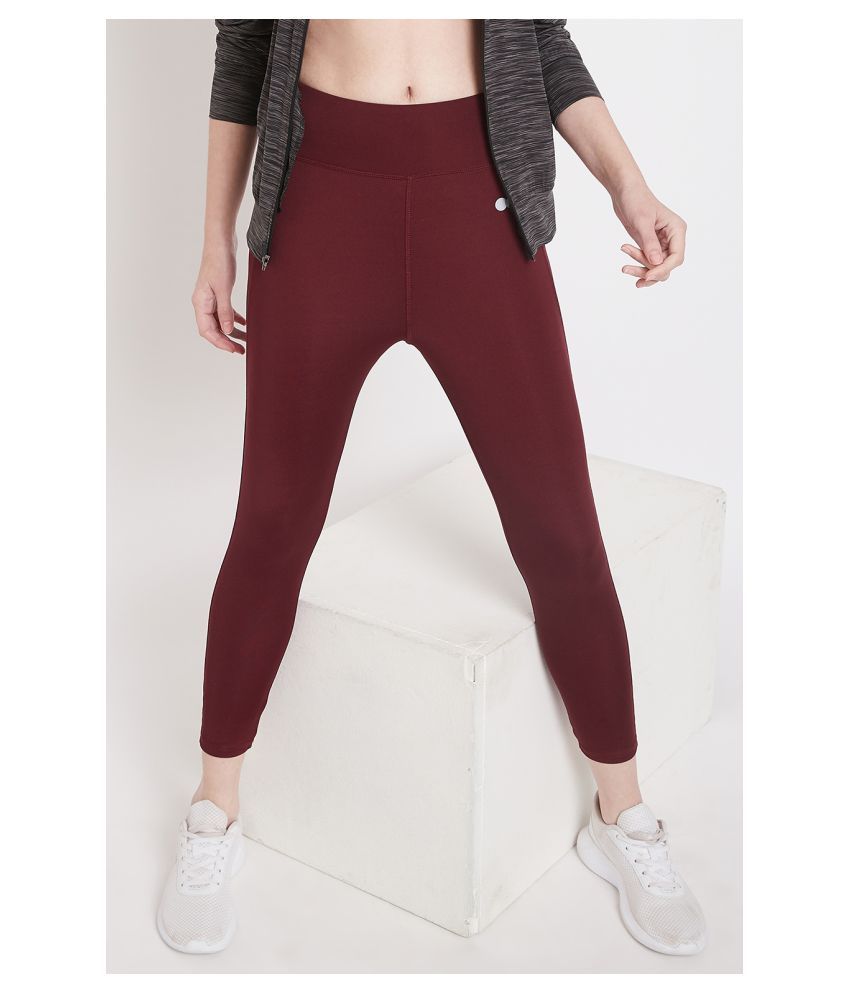     			Clovia Maroon Polyester Solid Tights - Single