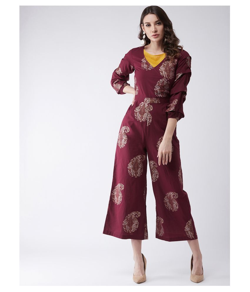     			Pannkh Maroon Cotton Jumpsuit - Single