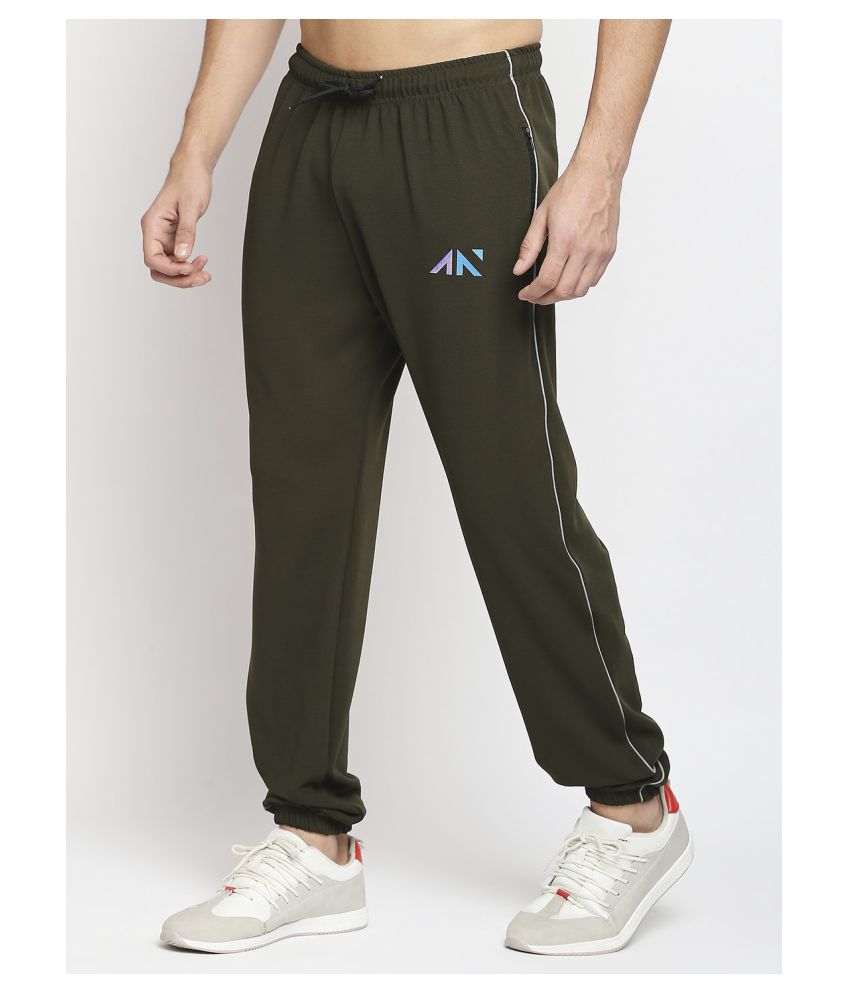     			Aesthetic Nation Olive Green Polyester Trackpants