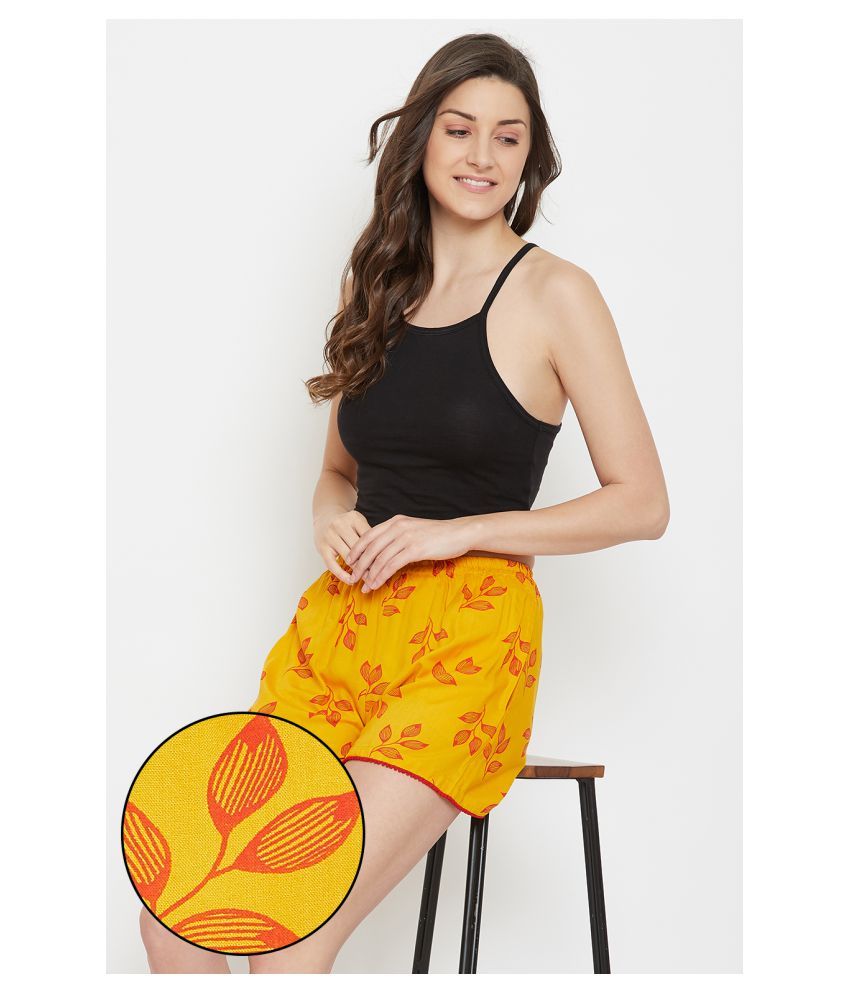     			Clovia Rayon Night Shorts - Yellow Single