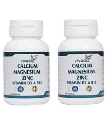 Nveda Calcium Supplement with Vitamin D3 Magnesium, Zinc Tablets - 60 Tabs (Pack of 2)