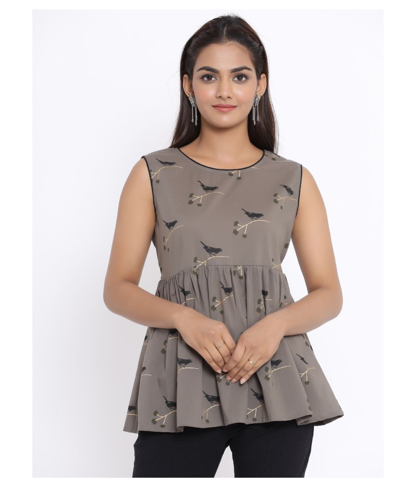 Doriyaan Cotton Peplum Tops - Grey 