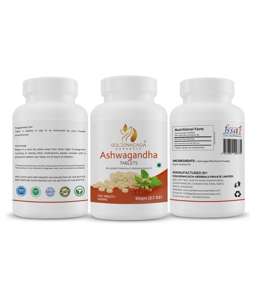    			GOLDENACACIA HERRBALS Ashwagandha 500mg 120 Tablets Tablets 1 mg