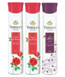 Yardley London 2 Royal Red Roses and Lace satin Deodorant Spray - For Women  (150 ml each , Pack of 3)