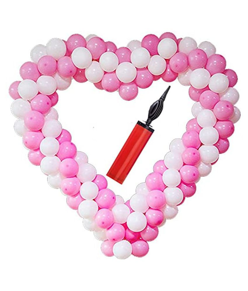     			Blooms Event Pink, white Metallic balloon combo + balloon pump