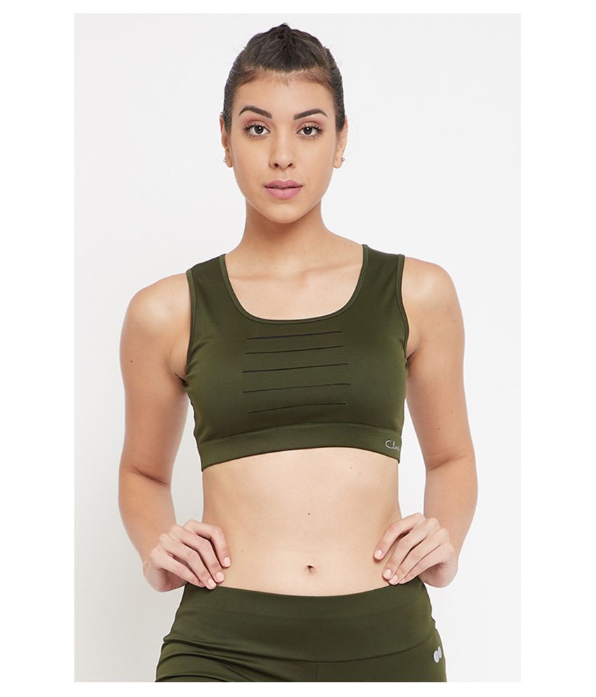     			Clovia Green Polyester Solid Sports Bra - Single