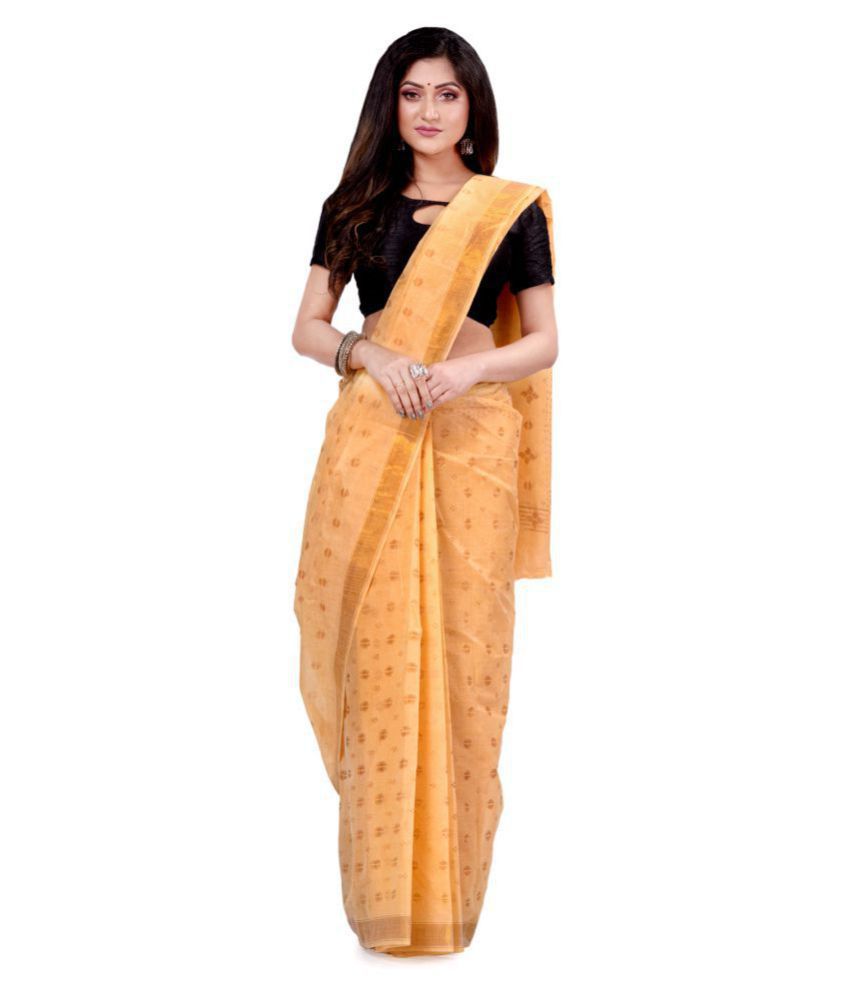     			Desh Bidesh Yellow Bengal Handloom Saree - Single
