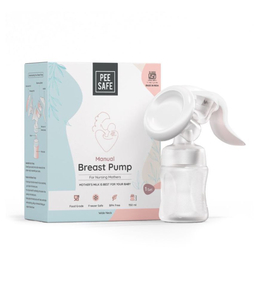 Pee Safe Manual Breast Pump For Nursing Mothers | Food Grade Material , BPA Free and Freezer Safe | With 150ml Container
