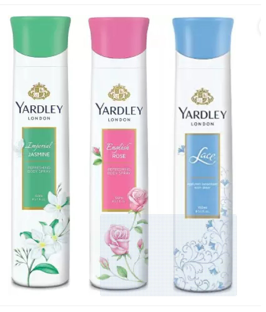     			Yardley London English and Lace Body Spray - For Women , 150ML Each (Pack of 3).