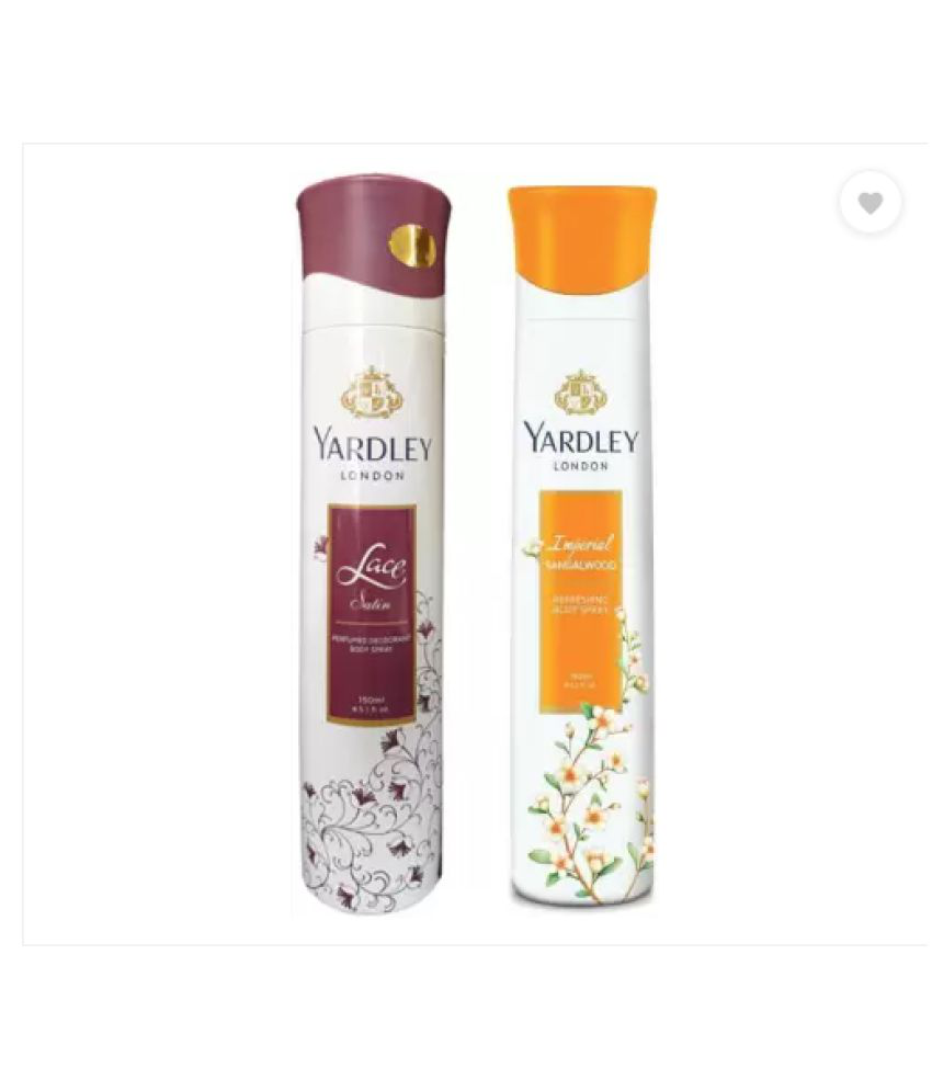     			Yardley London Lace Satin and SandalWood Body Spray for Women  Body Spray - For Women , 150ML Each (Pack of 2).