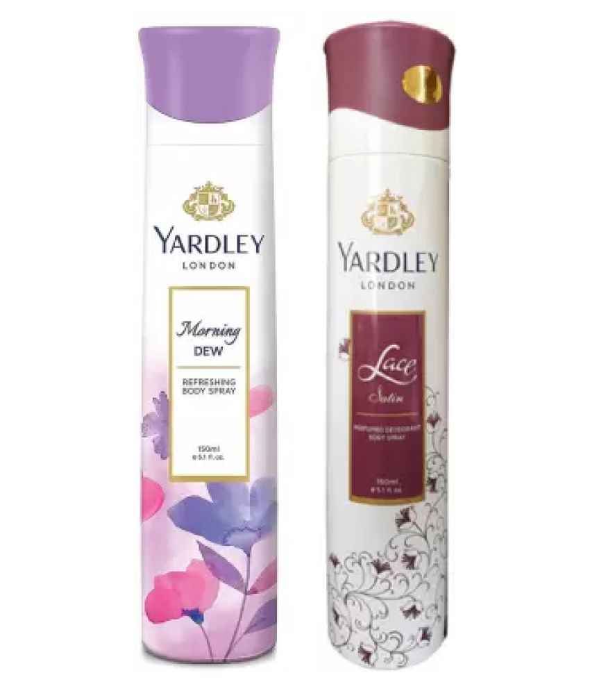     			Yardley London Morning Dew and Lace Satin Body Spray Women   Body Spray - For Women ,150ML Each (Pack of 2).