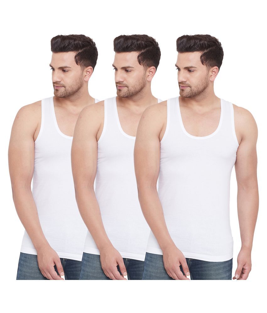 ZOTIC Off-White Sleeveless Vests Pack of 3