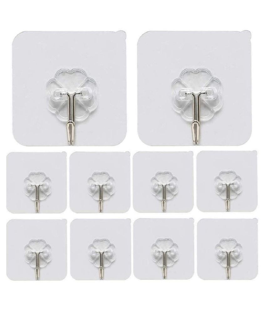     			Set of 10 Nevy Self Adhesive Heavy Duty Multipurpose Hooks For Wall Ceiling Door and Bathroom