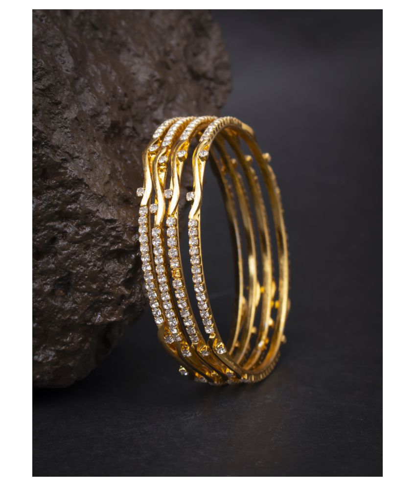     			Sukkhi Attractive Gold Plated Ad Stone Bangles Set for Women