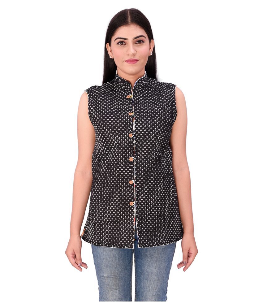     			Raj Cotton Black Ethnic Jacket Single