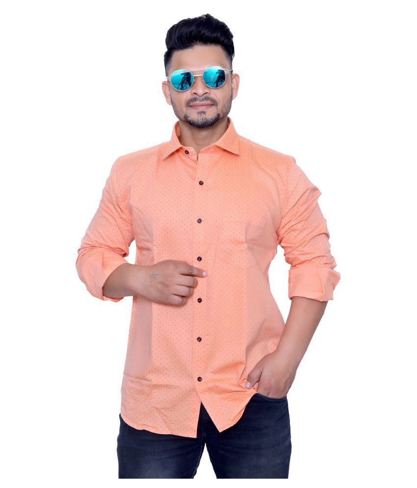     			Aish N Ridh 100 Percent Cotton Orange Shirt Single