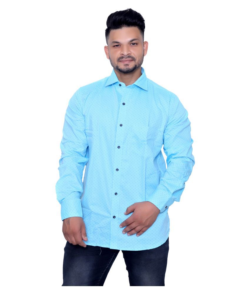     			Aish N Ridh 100 Percent Cotton Blue Shirt Single