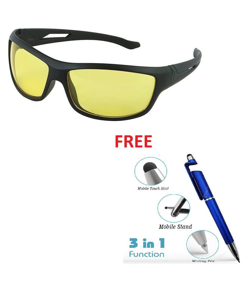 Around Yellow Lens Black Frame Night Vision Driving Sunglasses for Men and...