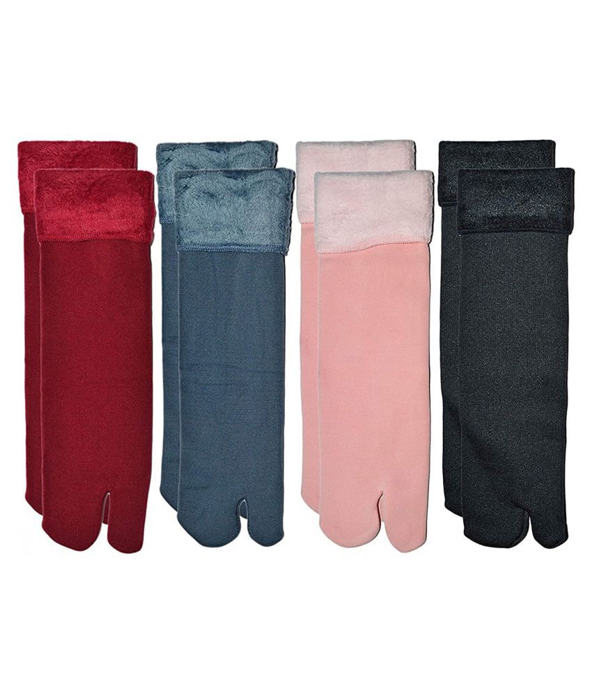     			Total Health Women's Multicolor Fur Combo Thumb Socks ( Pack Of 4 )