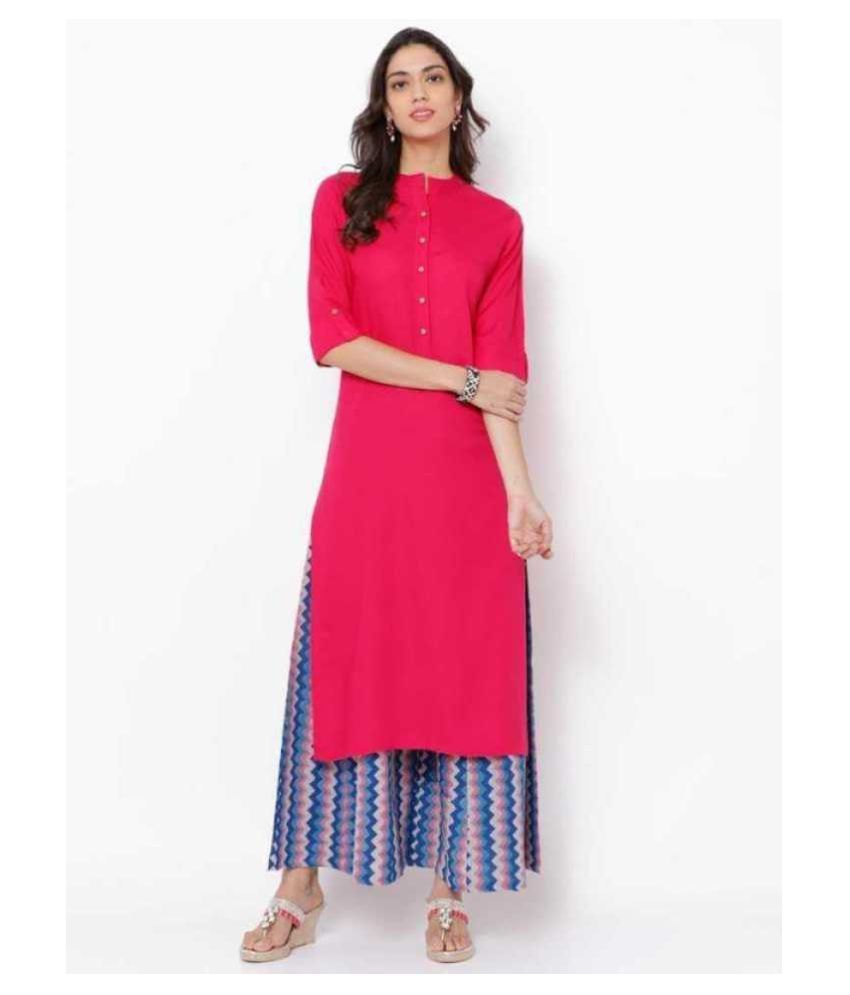     			SIPET - Pink Rayon Women's Straight Kurti