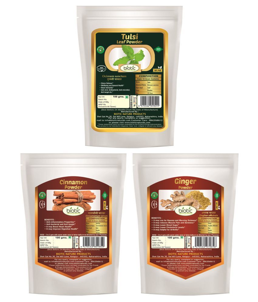     			Biotic Tulsi, Cinnamon and Dry Ginger Powder - Combo Powder 300 gm