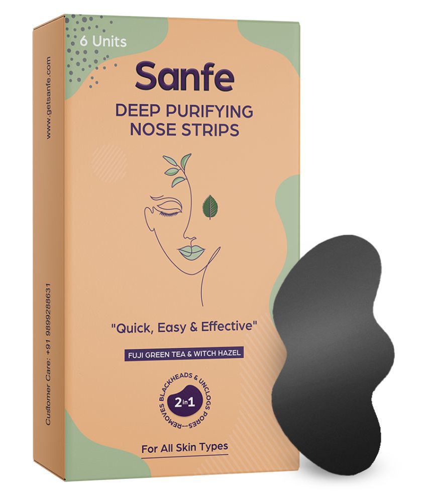     			Sanfe Deep Purifying Nose Strips for Women - Pack of 6 with Fuji Green Tea & Witch Hazel extracts | Removes Whiteheads