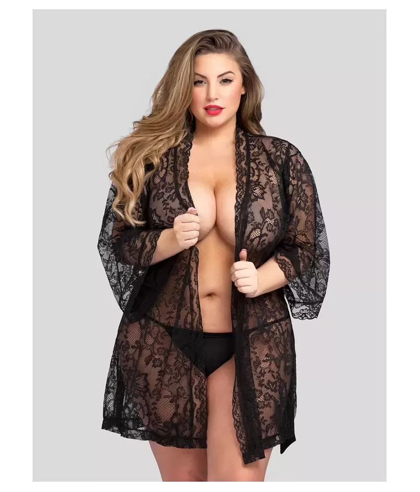 Women Sexy Lingerie Plus Size Open Back Lingerie Lace Sleepwear Open Bra  for Big Breasted Women Black : : Fashion