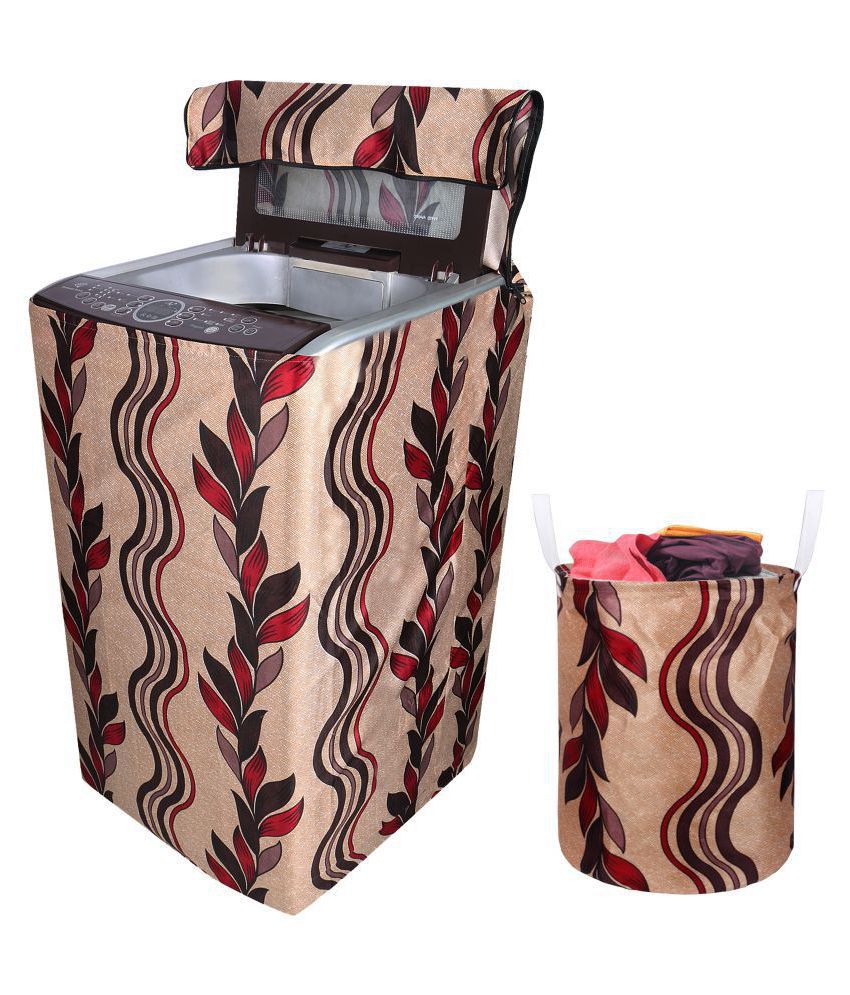     			E-Retailer Set of 2 Polyester Brown Washing Machine Cover for Universal 8 kg Top Load