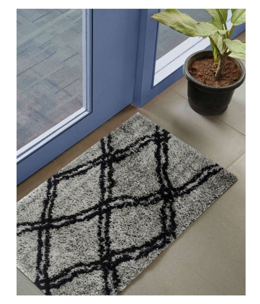 Ever Green Carpets Gray Single Anti-skid Door Mat - ( 80 X 50 )