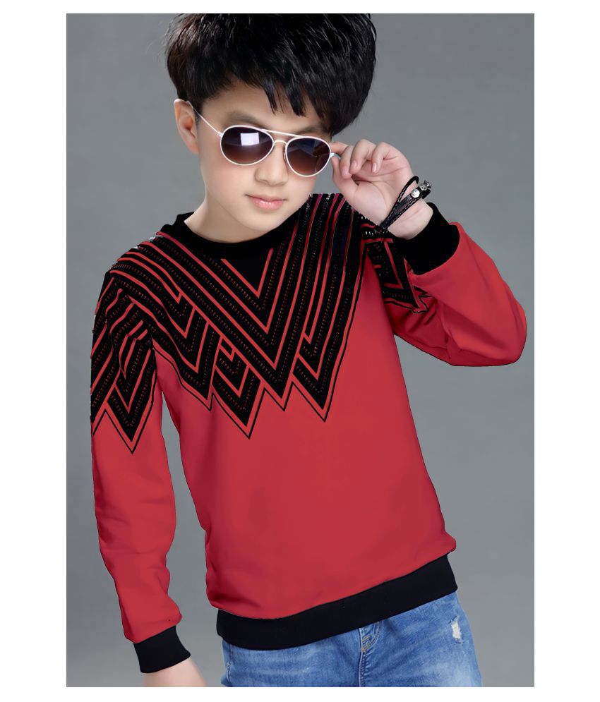     			Force Boys Cotton Tshirts Red, Black 8-9 Years