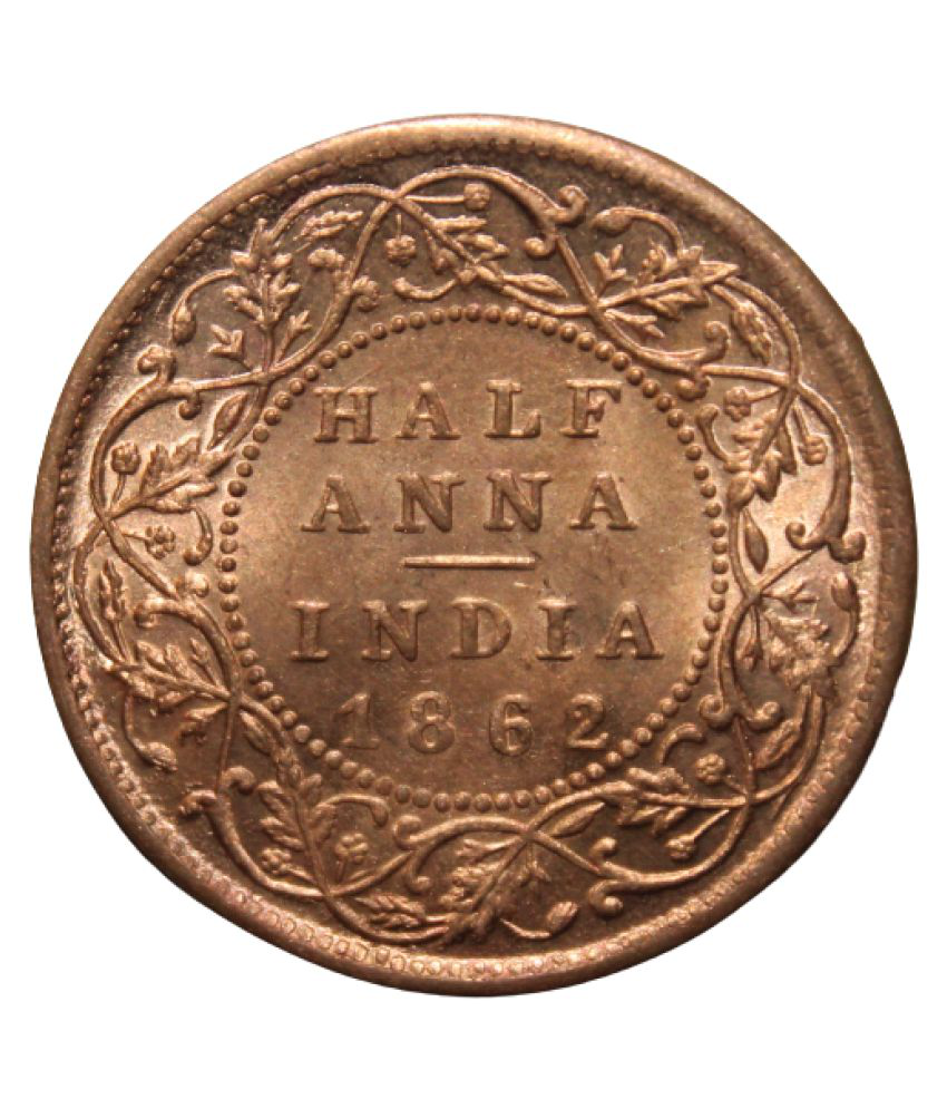     			Half Anna (1862) "Victoria Queen" British India Extremely Rare Coin