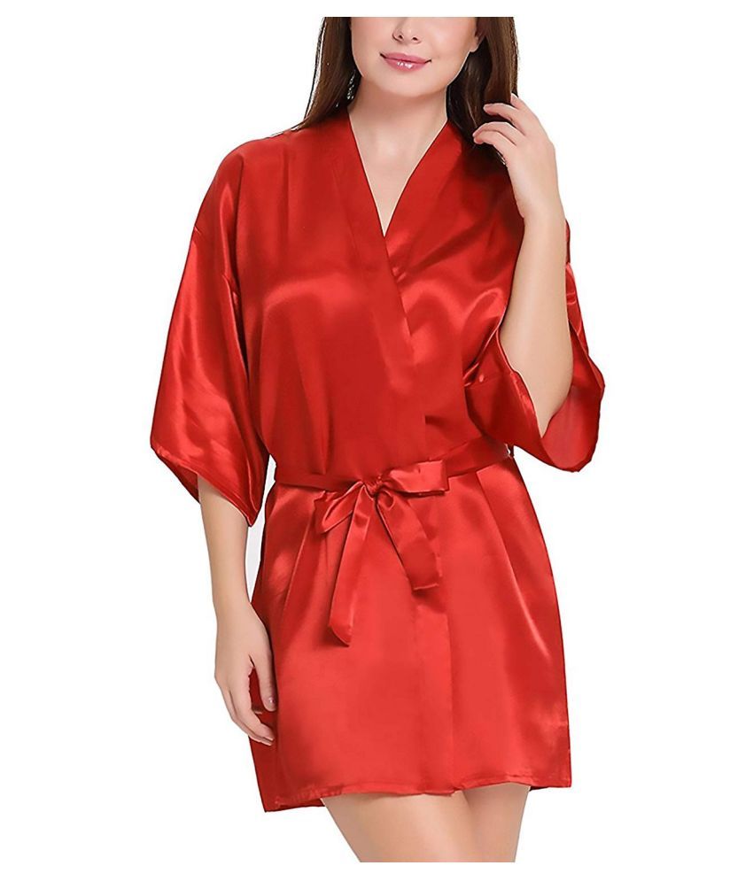     			CELOSIA Satin Robes - Red Single