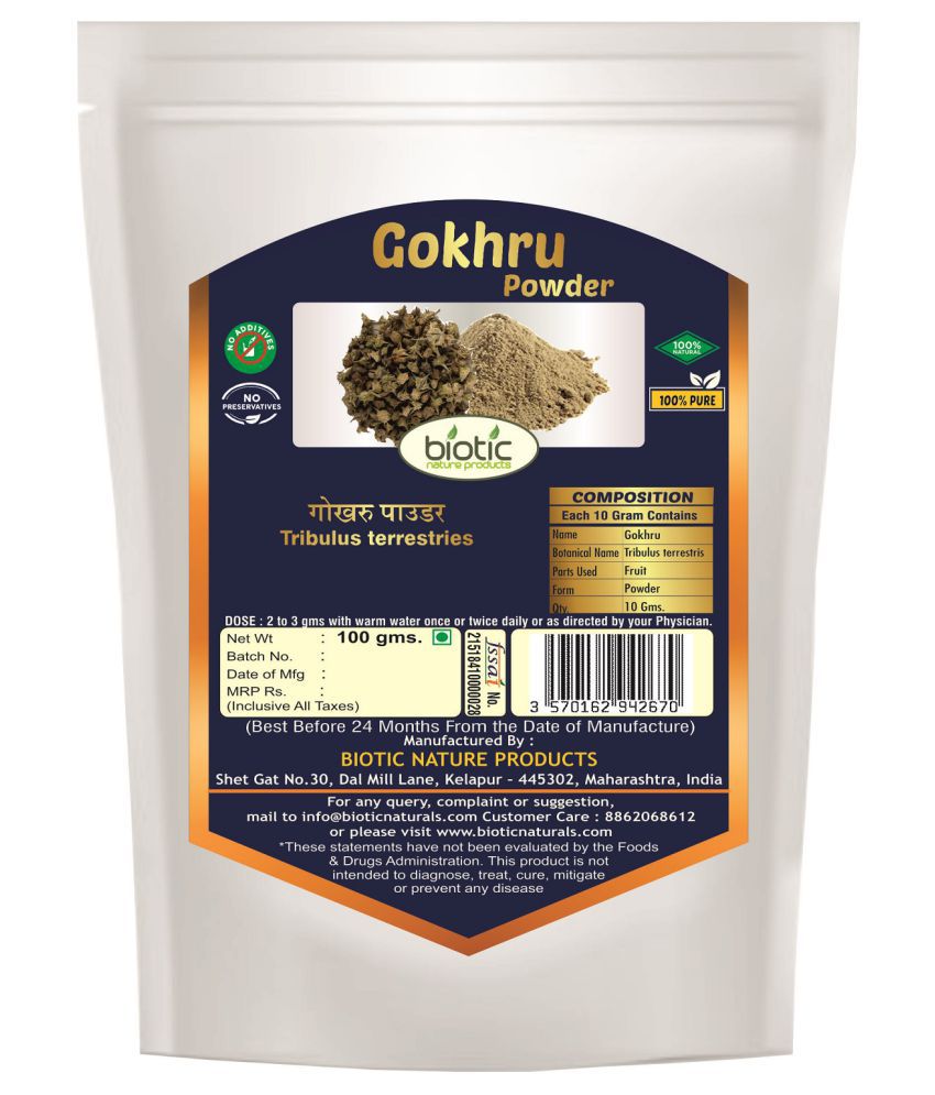 Biotic Gokhru Powder (Tribulus Terrestris) Gokshura Powder 200 gm