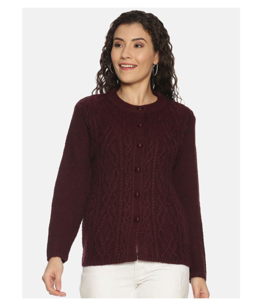     			Clapton Acrylic Maroon Buttoned Cardigans - Single