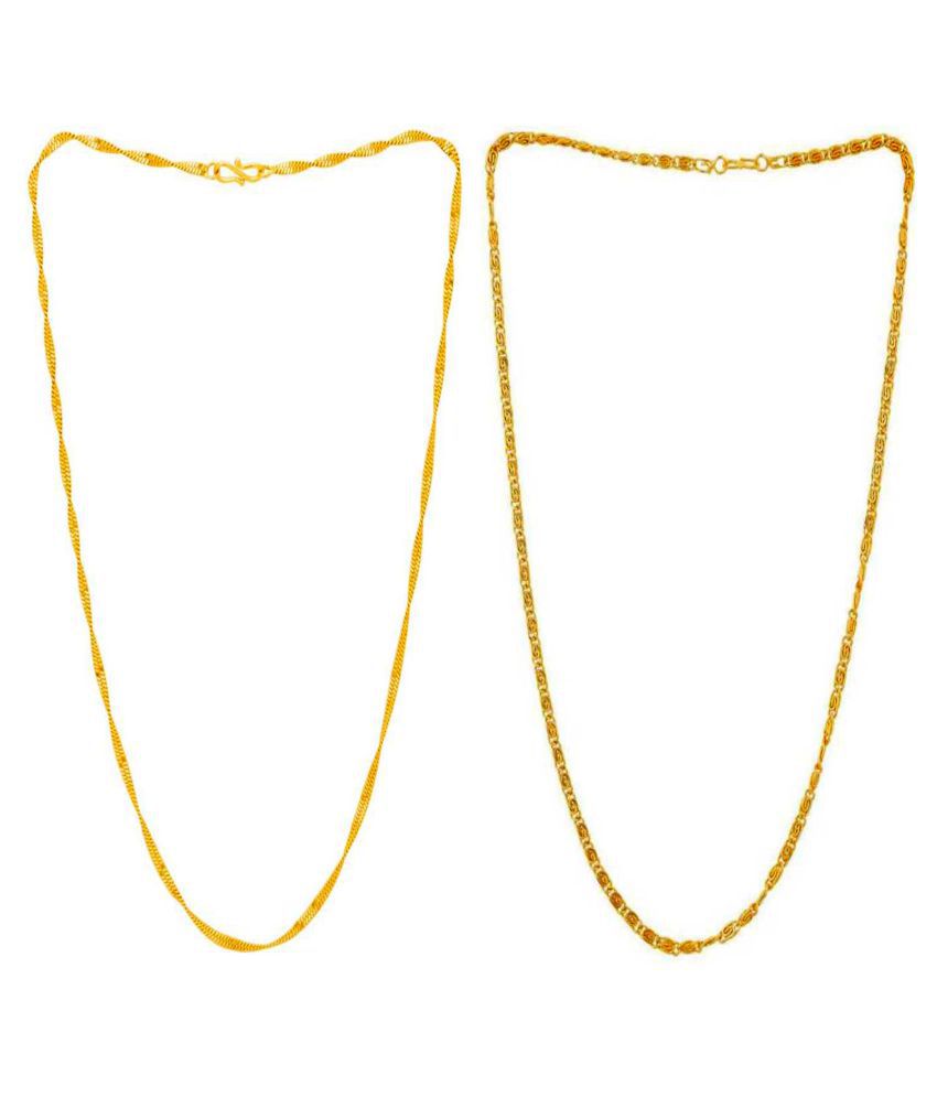     			Evershine Biscuit Design Gold Plated Disko Necklace Chain for Men and Women