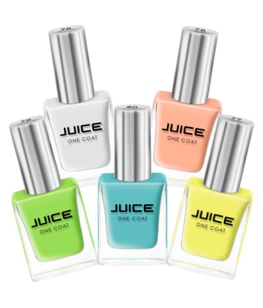     			Juice BRISTOLFOG,YELLOW,ORANGE,GREEN,BLUE Nail Polish 76,77,78,79,80 Multi Glossy Pack of 5 55 mL