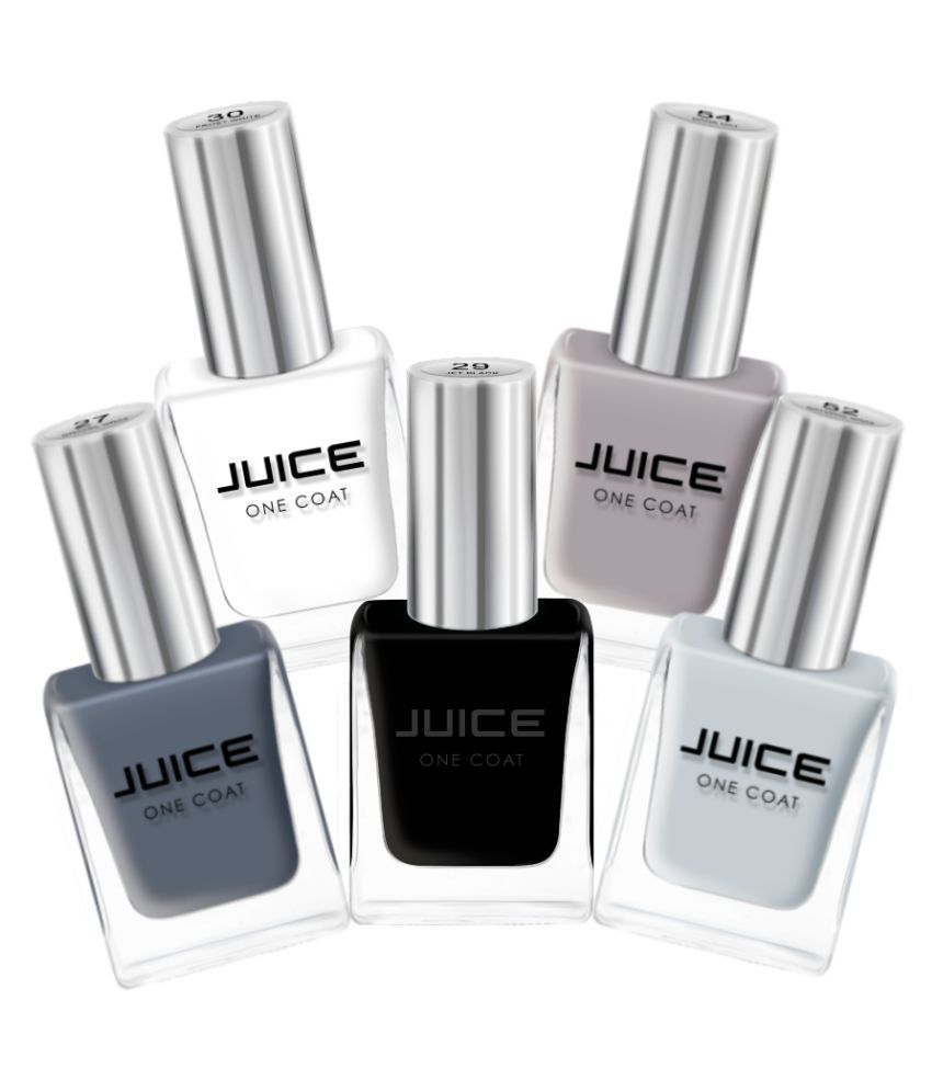     			Juice MINK,JET BLACK,WHITE,GRAY,DARK OAT Nail Polish 27,29,30,52,54 Multi Glossy Pack of 5 55 mL