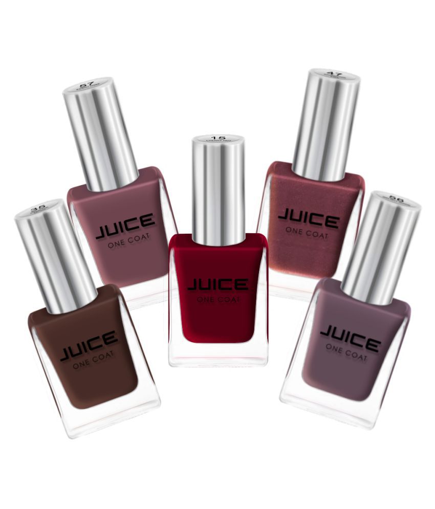     			Juice RED,BROWN,PINK,WALNUT WOOD,SEPIA Nail Polish 15,35,47,56,57 Multi Glossy Pack of 5 55 mL