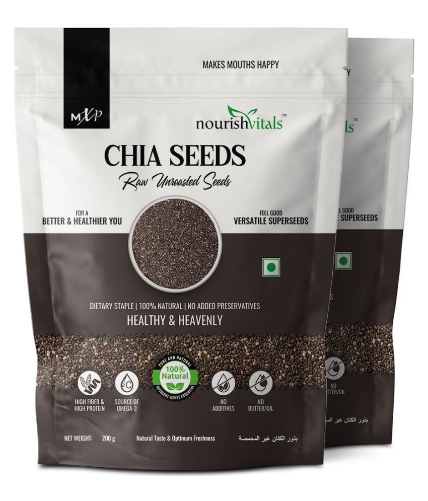 NourishVitals Chia Seeds 200 g Pack of 2