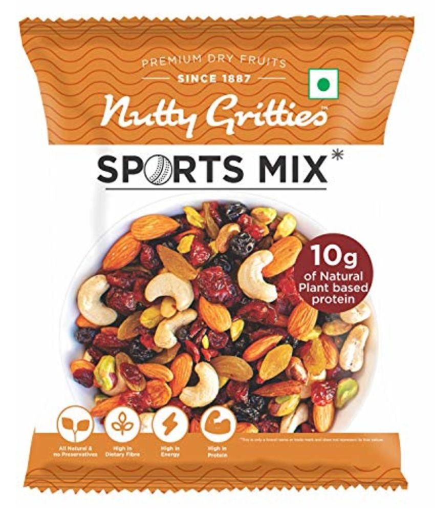     			Nutty Gritties Sports Mix (Almonds, Cashews, Pistachios, Cranberries, Blueberries, Raisins), Pack of 5-30g Each, 150g