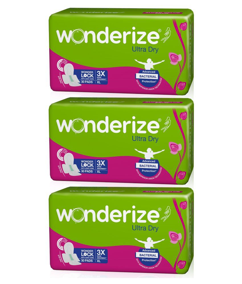 Wonderize Ultra Dry XL 90 Sanitary Pads Pack of 3