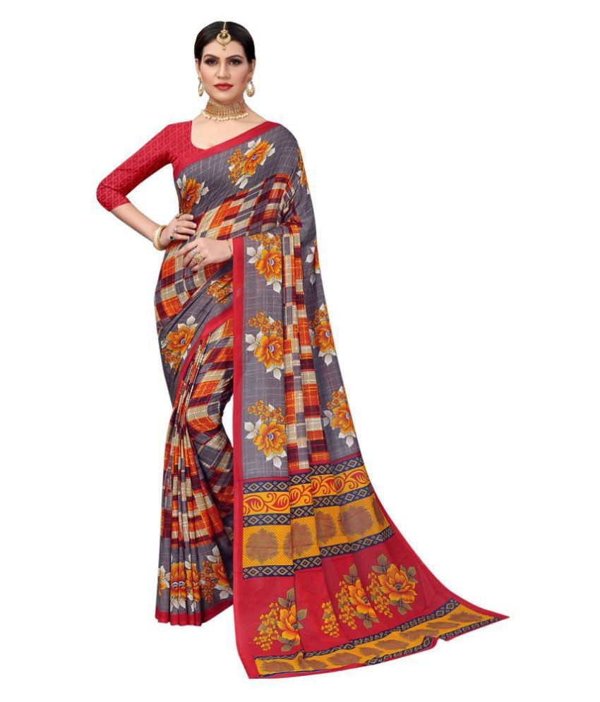 offline selection - Multicolor Georgette Saree With Blouse Piece (Pack of 1)