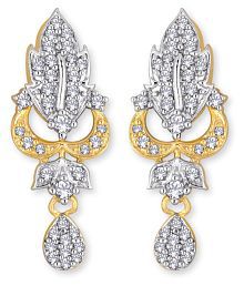 Spargz Contemporary Brass Two Tone Plated CZ Stone Tops Earring For Women FER_030