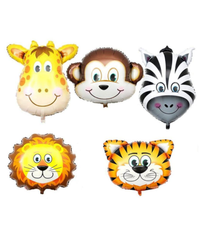     			Blooms Event Jungle Theme  Animal Foil Balloons (Pack of 5 )