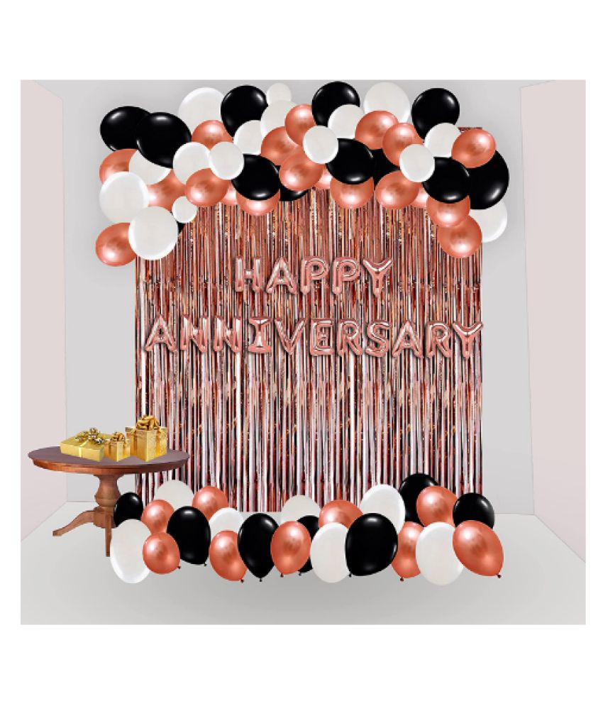     			Blooms Event Rose Gold ,white & black   Happy Anniversary Combo set (Pack of 48)