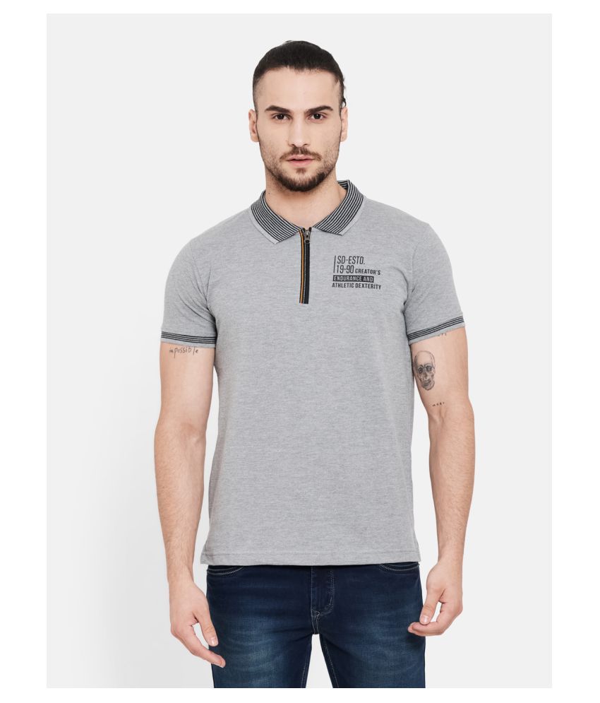     			Duke Grey Solid Polo T Shirt