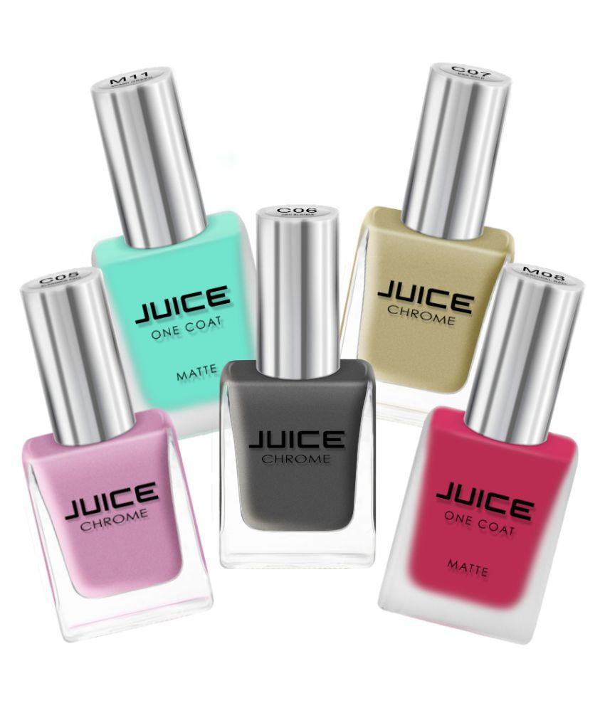     			Juice PINK,ASH BLONDE,EGG GOLD,RED,GREEN Nail Polish C05,C06,C07,M08,M11 Multi Glossy Pack of 5 55 mL